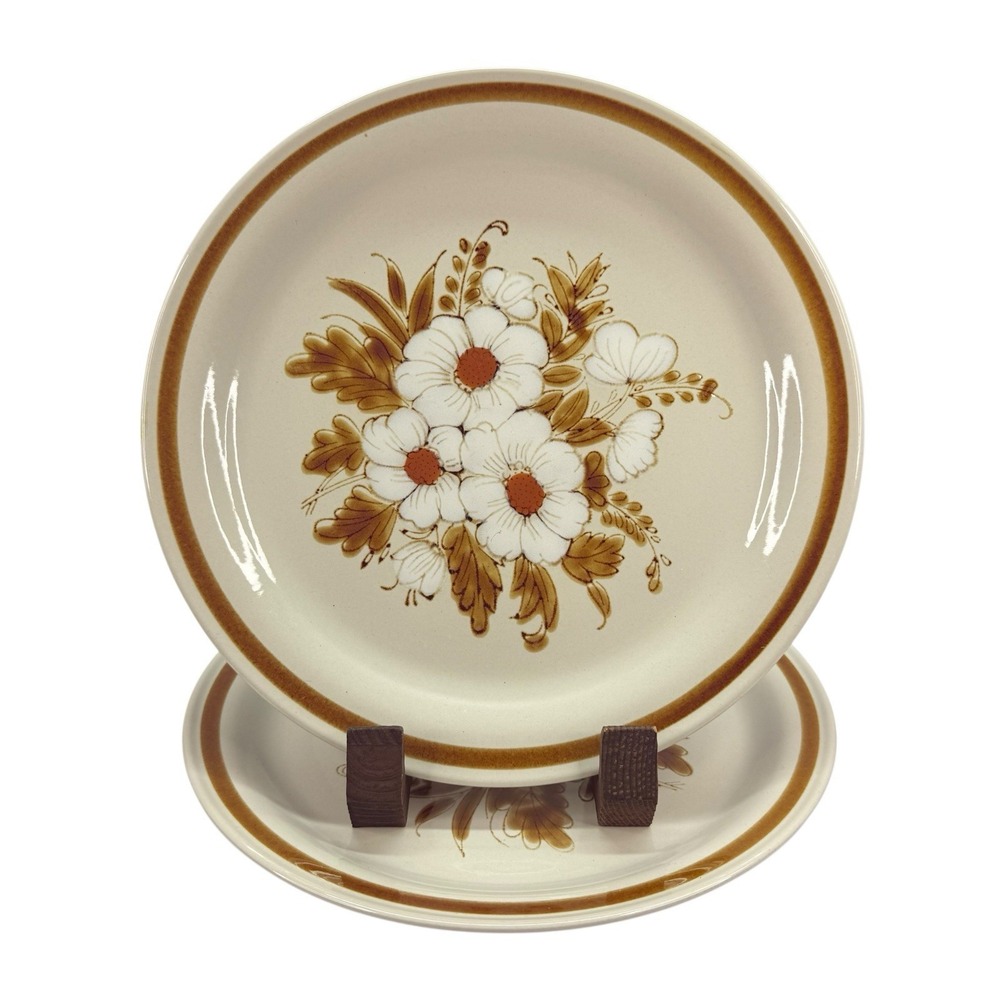 Mountain Wood Collection "Dried Flowers" Stoneware Dinner Plate 10.5"-Set Of 2